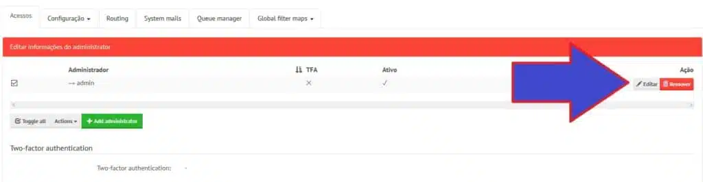 Altere a Senha do Admin mailcow