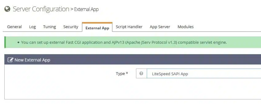External Applications OpenLiteSpeed