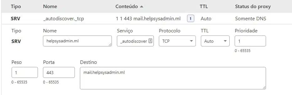 Entrada DNS Srv