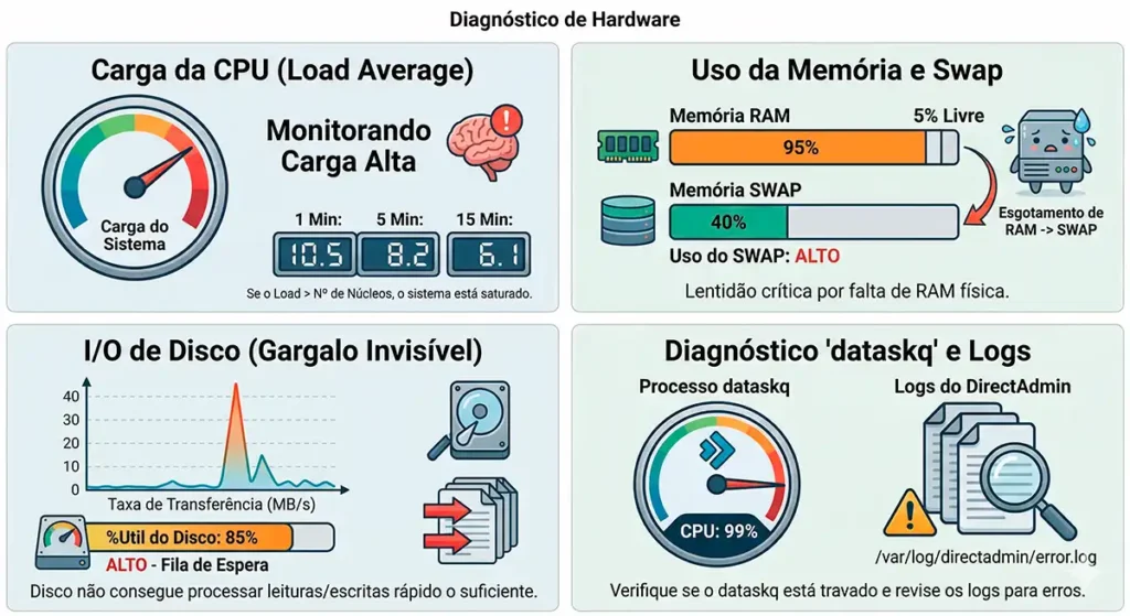 diagnóstico de hardware directadmin
