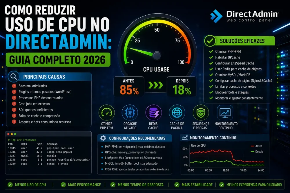 como reduzir uso de cpu no directadmin
