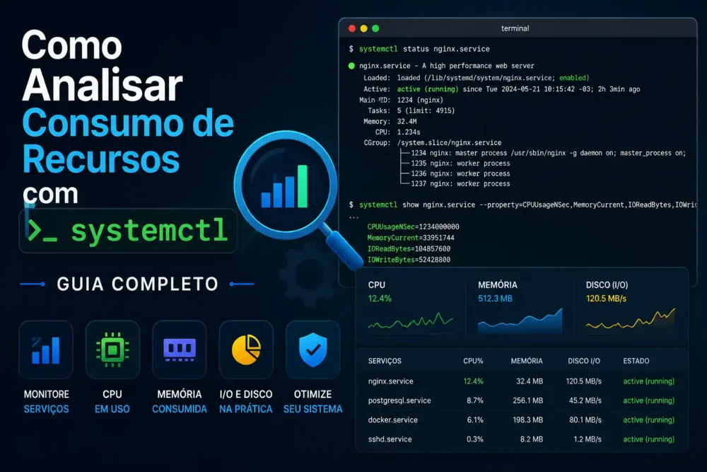 como analisar consumo de recursos com systemctl