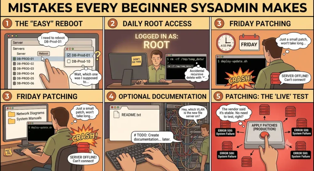 mistakes every beginner sysadmin makes